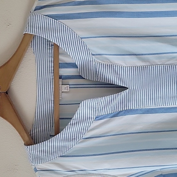 Talbots Sleeveless Blue Stripe Tank Cotton Blouse Size MP Medium Petite - Picture 2 of 6
